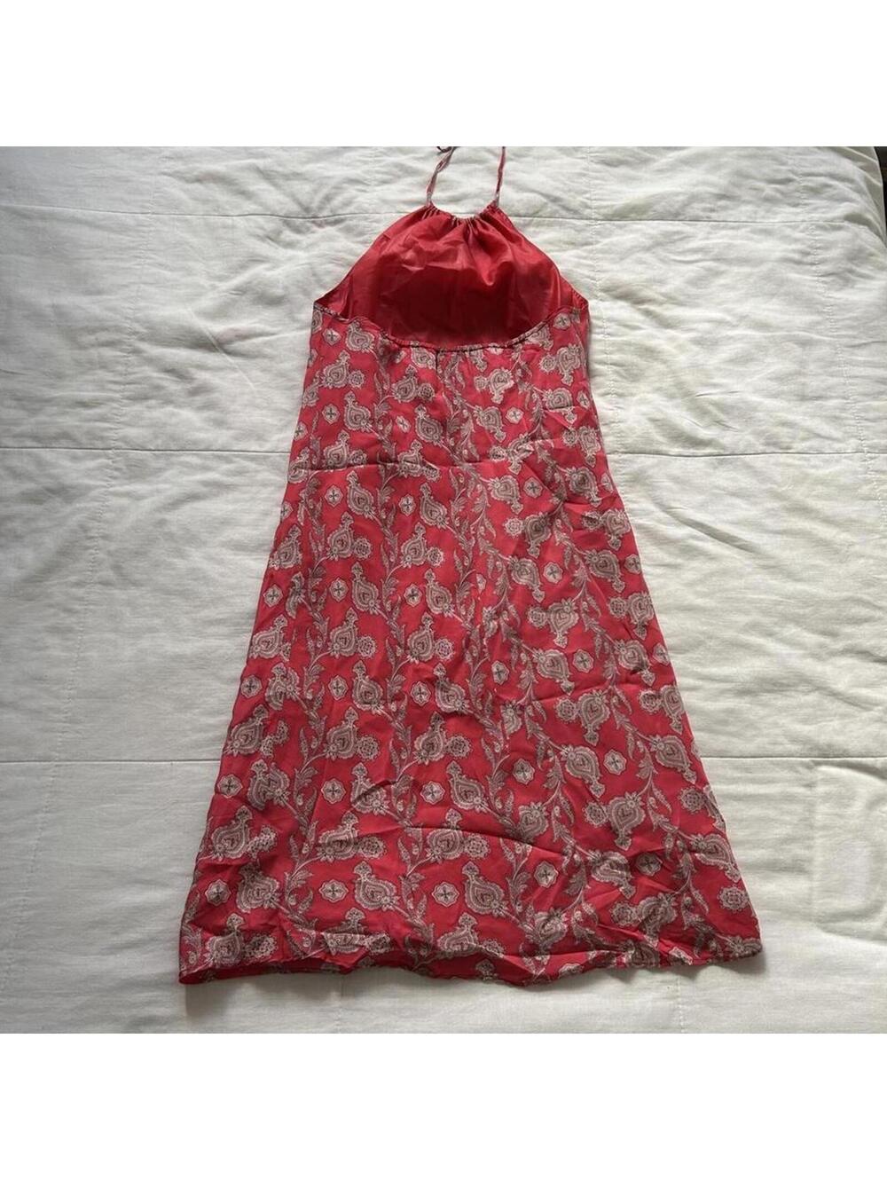 Y2K Gap silk pink paisley halter neck dress Size XXS - Picture 5 of 7